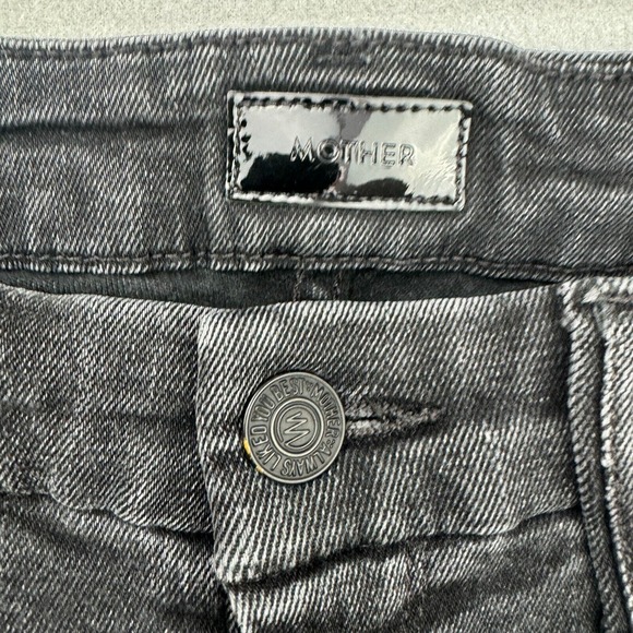 MOTHER High Waisted Looker Ankle Fray Denim Jeans Womens Size 25 Black - Picture 5 of 11